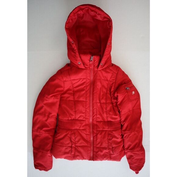 Aeropostale 8704AH11 Juniors Sz Small Red Hooded Winter Puffer Coat - Picture 7 of 8